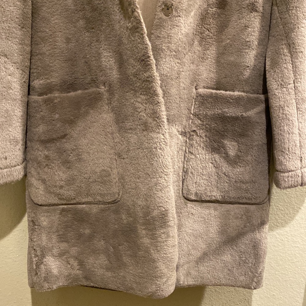 Zara Reversible Faux Fur/Suede Coat - Picture 4 of 10